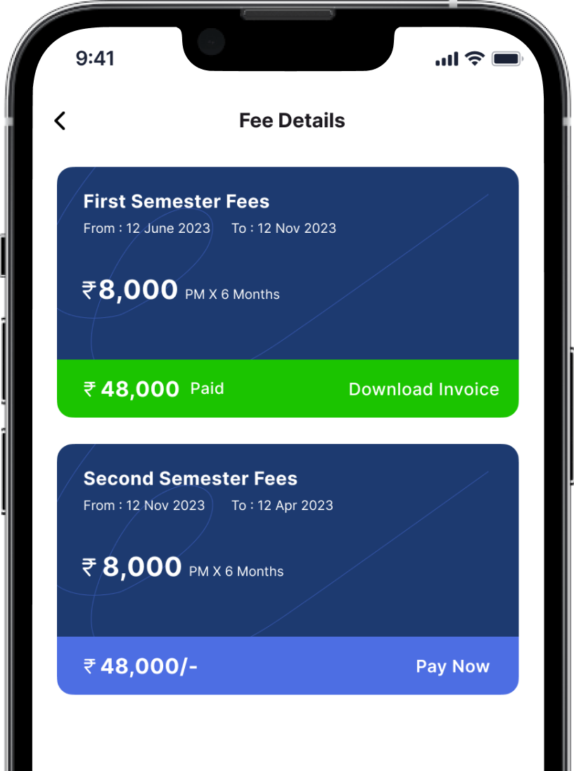 Pay Semester fee/monthly fee from your app