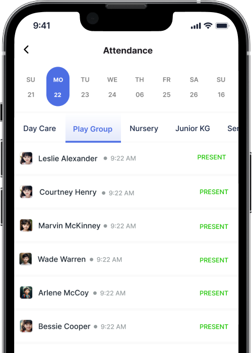 Teacher marking student attendance on ScoolPanda's easy-to-use interface